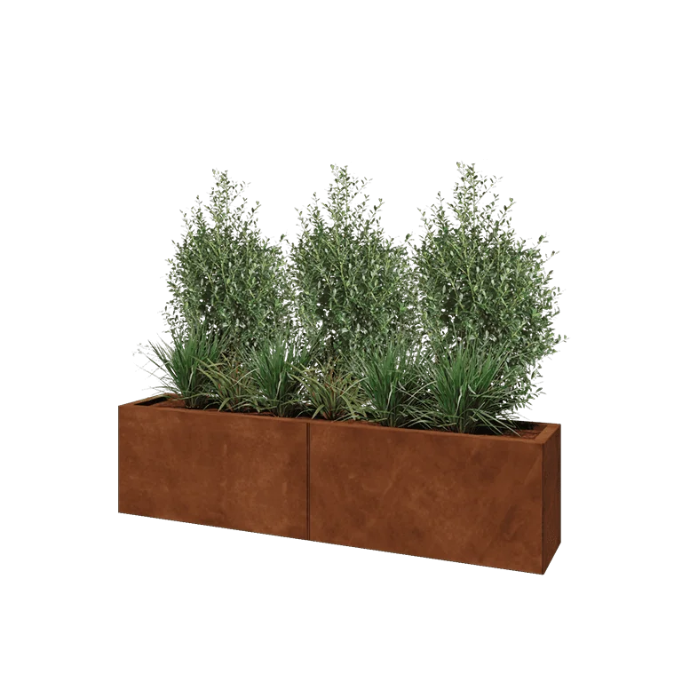 Ζαρντινιέρα XXL από χάλυβα Corten - Ορθογώνιο - 160 x 30 x 40 cm - Χωρίς πλάκα βάσης