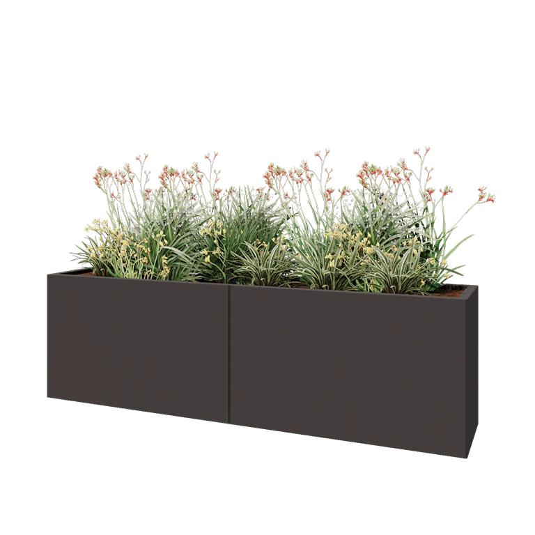 Ζαρντινιέρα XXL από χάλυβα - Ορθογώνιο - 200 x 40 x 60 cm - RAL7016 ματ (ανθρακί γκρι) - Χωρίς πλάκα βάσης