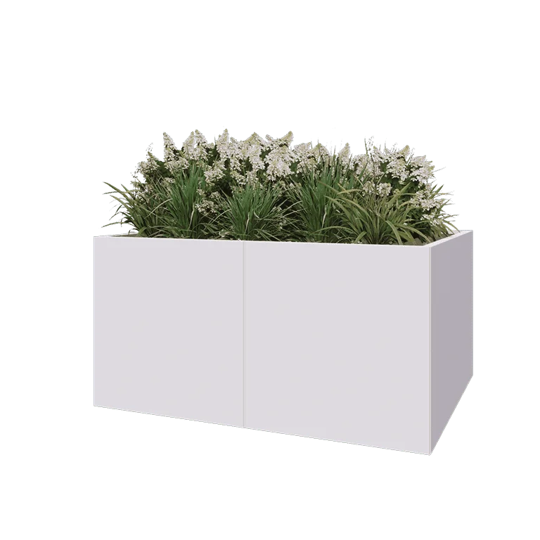 Ζαρντινιέρα XXL από χάλυβα - Ορθογώνιο - 160 x 120 x 80 cm - RAL9010 ματ (λευκό) - Χωρίς πλάκα βάσης