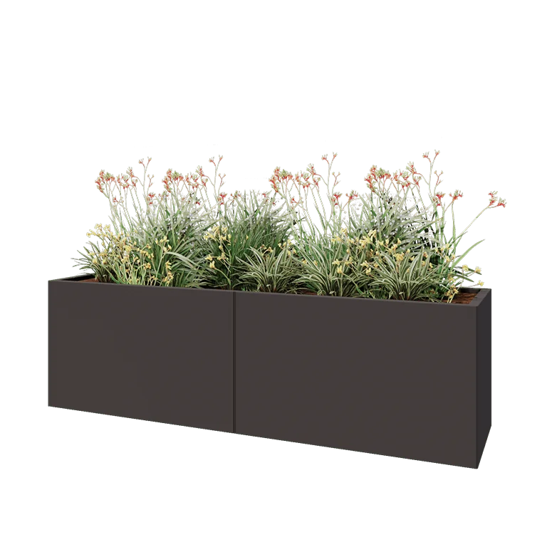 Ζαρντινιέρα XXL από χάλυβα - Ορθογώνιο - 200 x 50 x 60 cm - RAL7016 ματ (ανθρακί γκρι) - Χωρίς πλάκα βάσης