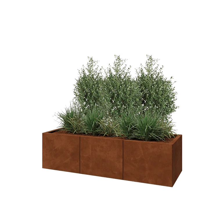 Ζαρντινιέρα XXL από χάλυβα Corten - Ορθογώνιο - 150 x 50 x 40 cm - Χωρίς πλάκα βάσης