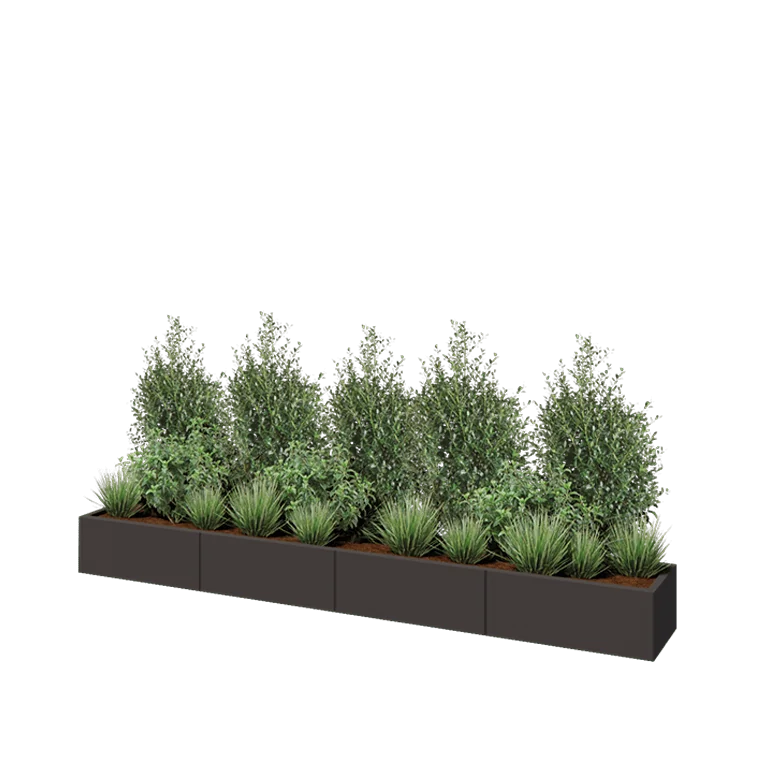 Ζαρντινιέρα XXL από χάλυβα - Ορθογώνιο - 320 x 40 x 30 cm - RAL7016 ματ (ανθρακί γκρι) - Με πλάκα βάσης