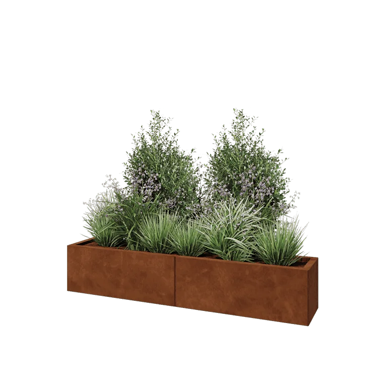 Ζαρντινιέρα XXL από χάλυβα Corten - Ορθογώνιο - 160 x 30 x 30 cm - Χωρίς πλάκα βάσης