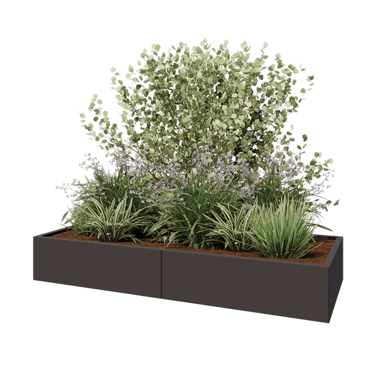 Ζαρντινιέρα XXL από χάλυβα - Ορθογώνιο - 200 x 80 x 30 cm - RAL7016 ματ (ανθρακί γκρι) - Χωρίς πλάκα βάσης