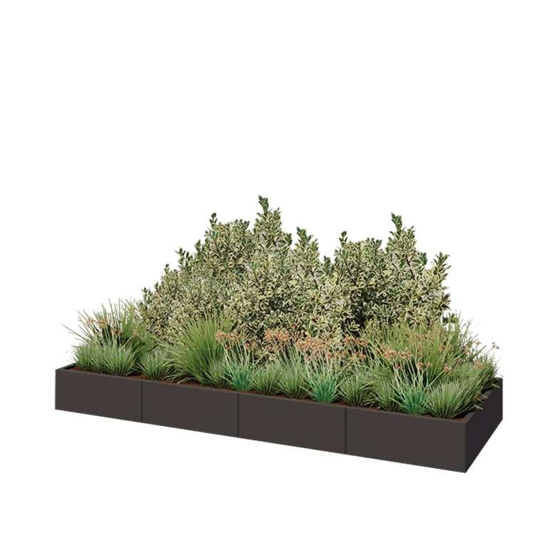 Ζαρντινιέρα XXL από χάλυβα - Ορθογώνιο - 320 x 100 x 30 cm - RAL7016 ματ (ανθρακί γκρι) - Με πλάκα βάσης