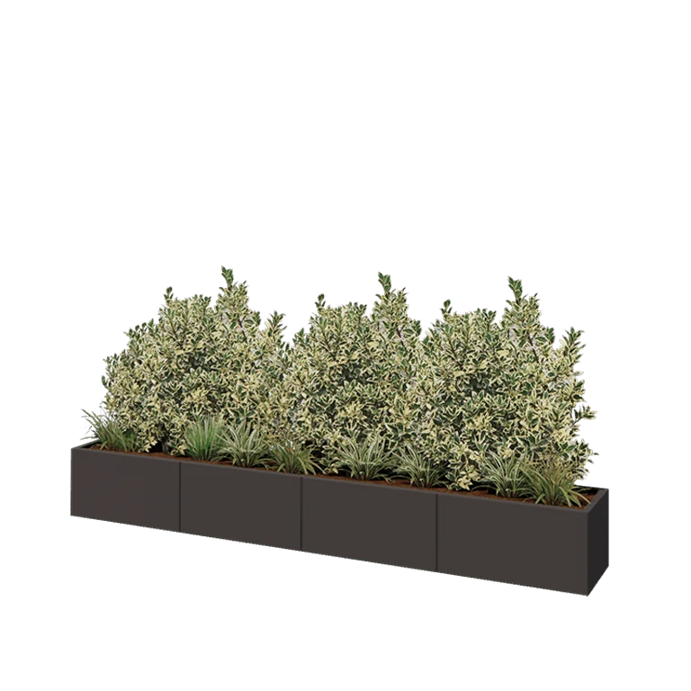 Ζαρντινιέρα XXL από χάλυβα - Ορθογώνιο - 320 x 40 x 40 cm - RAL7016 ματ (ανθρακί γκρι) - Με πλάκα βάσης