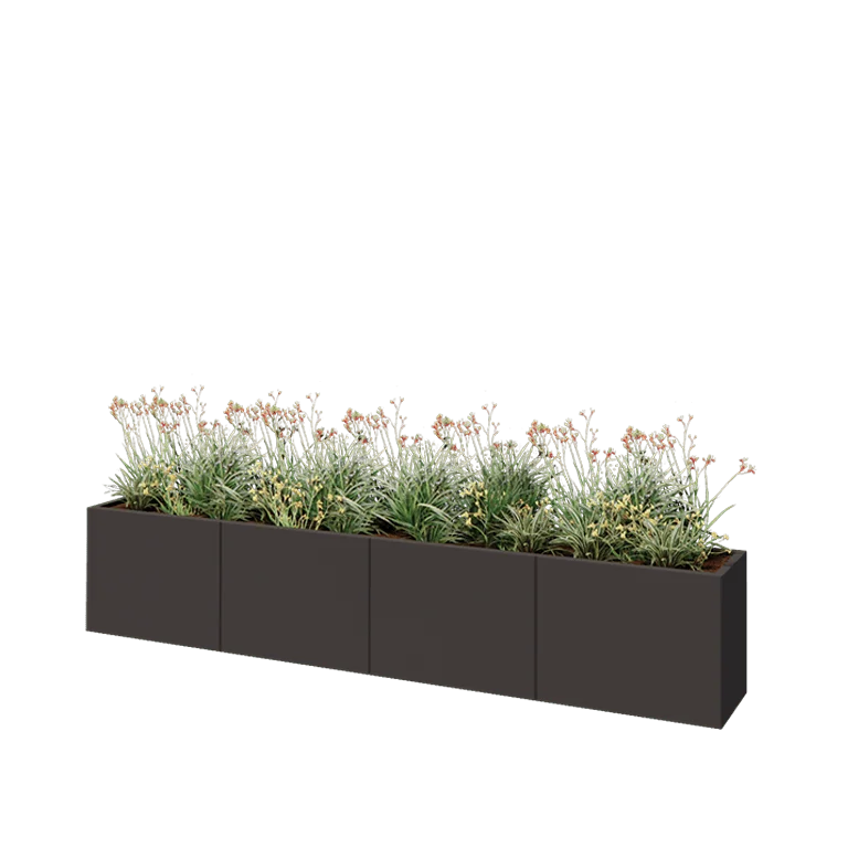 Ζαρντινιέρα XXL από χάλυβα - Ορθογώνιο - 320 x 40 x 60 cm - RAL7016 ματ (ανθρακί γκρι) - Με πλάκα βάσης
