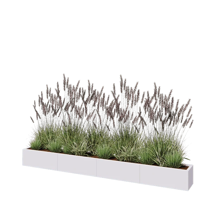 Ζαρντινιέρα XXL από χάλυβα - Ορθογώνιο - 320 x 30 x 30 cm - RAL9010 ματ (λευκό) - Με πλάκα βάσης