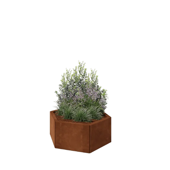Ζαρντινιέρα από χάλυβα Corten - Εξάγωνο - 79,3 x 69,3 x 30 cm - Χωρίς πλάκα βάσης