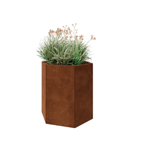 Ζαρντινιέρα από χάλυβα Corten - Εξάγωνο - 79,3 x 69,3 x 80 cm - Χωρίς πλάκα βάσης