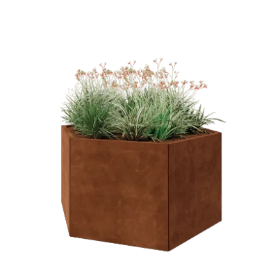 Ζαρντινιέρα από χάλυβα Corten - Εξάγωνο - 139,3 x 121 x 70 cm - Χωρίς πλάκα βάσης