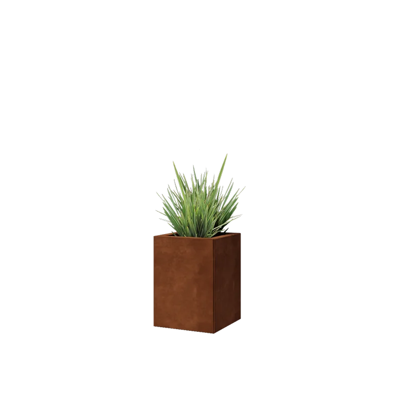 Ζαρντινιέρα από χάλυβα Corten - Τετράγωνο - 30 x 30 x 40 cm - Χωρίς πλάκα βάσης