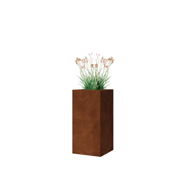 Ζαρντινιέρα από χάλυβα Corten - Τετράγωνο - 30 x 30 x 60 cm - Χωρίς πλάκα βάσης