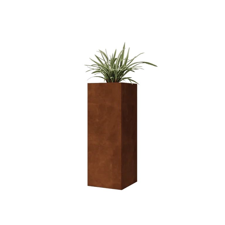 Ζαρντινιέρα από χάλυβα Corten - Τετράγωνο - 30 x 30 x 80 cm - Χωρίς πλάκα βάσης