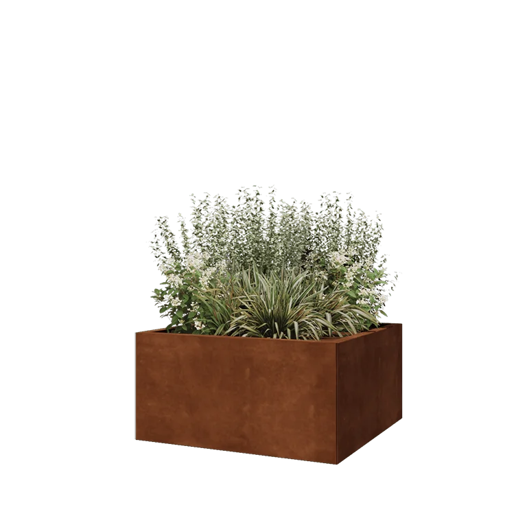 Ζαρντινιέρα από χάλυβα Corten - Τετράγωνο - 80 x 80 x 40 cm - Χωρίς πλάκα βάσης