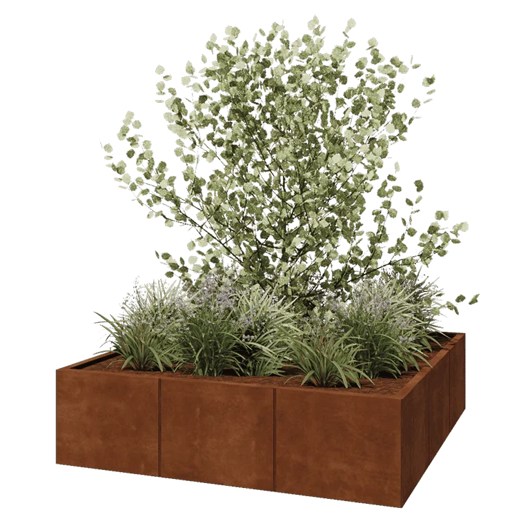 Ζαρντινιέρα XXL από χάλυβα Corten - Τετράγωνο - 150 x 150 x 40 cm - Χωρίς πλάκα βάσης