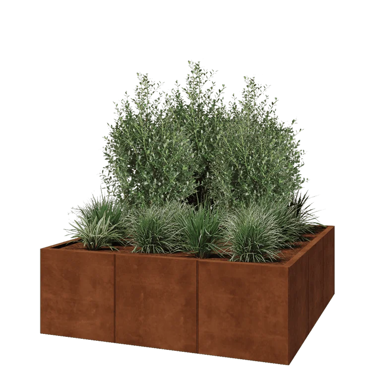 Ζαρντινιέρα XXL από χάλυβα Corten - Τετράγωνο - 150 x 150 x 50 cm - Χωρίς πλάκα βάσης