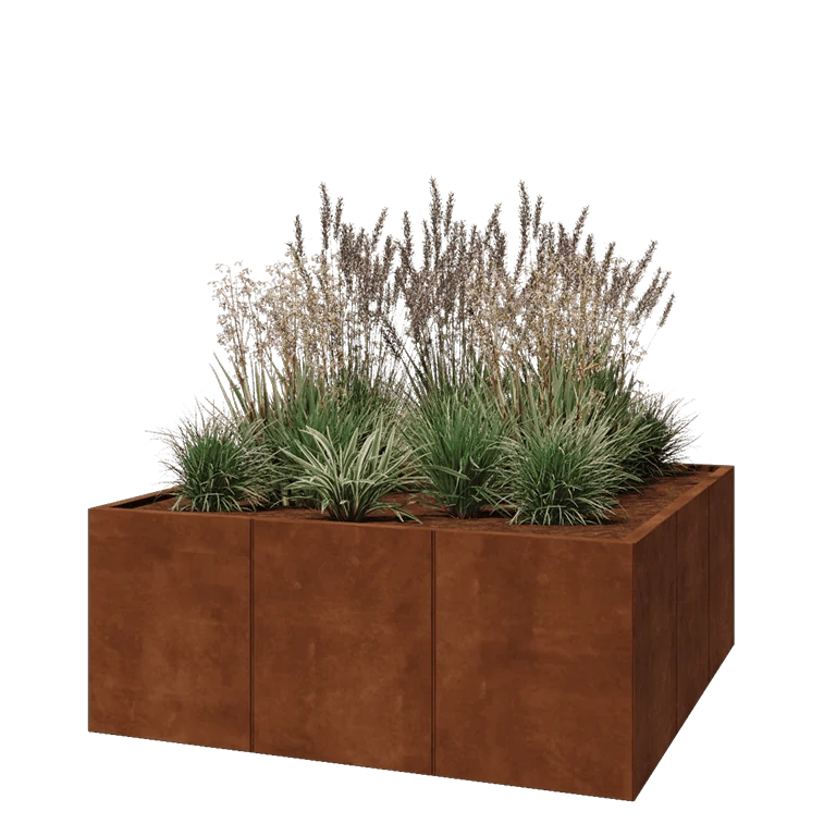 Ζαρντινιέρα XXL από χάλυβα Corten - Τετράγωνο - 150 x 150 x 60 cm - Χωρίς πλάκα βάσης