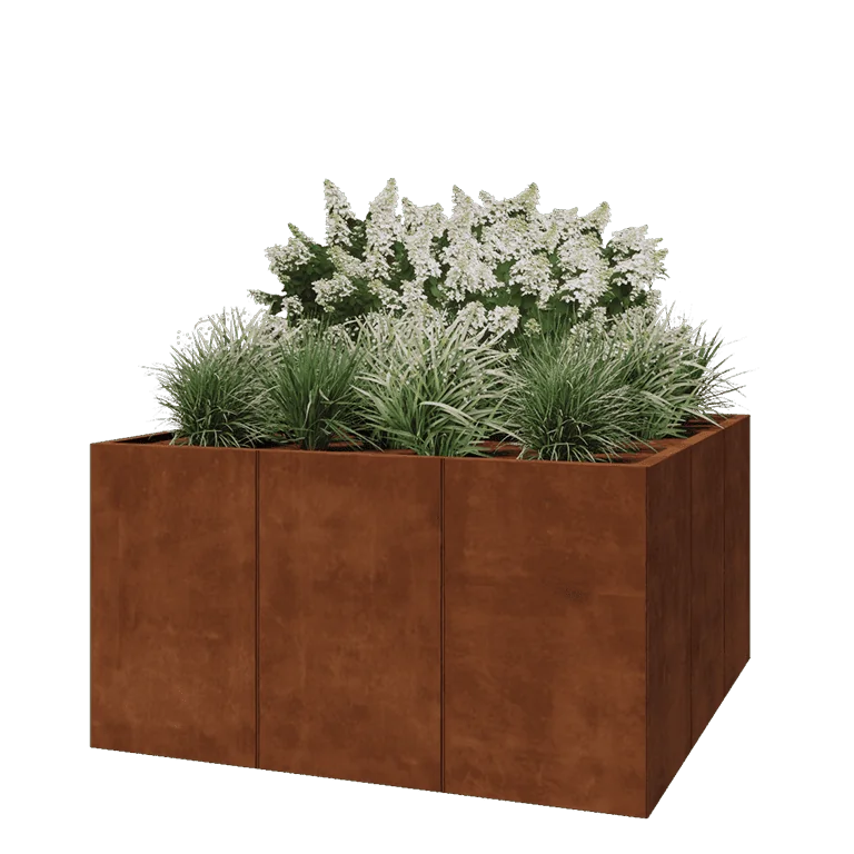 Ζαρντινιέρα XXL από χάλυβα Corten - Τετράγωνο - 150 x 150 x 80 cm - Χωρίς πλάκα βάσης