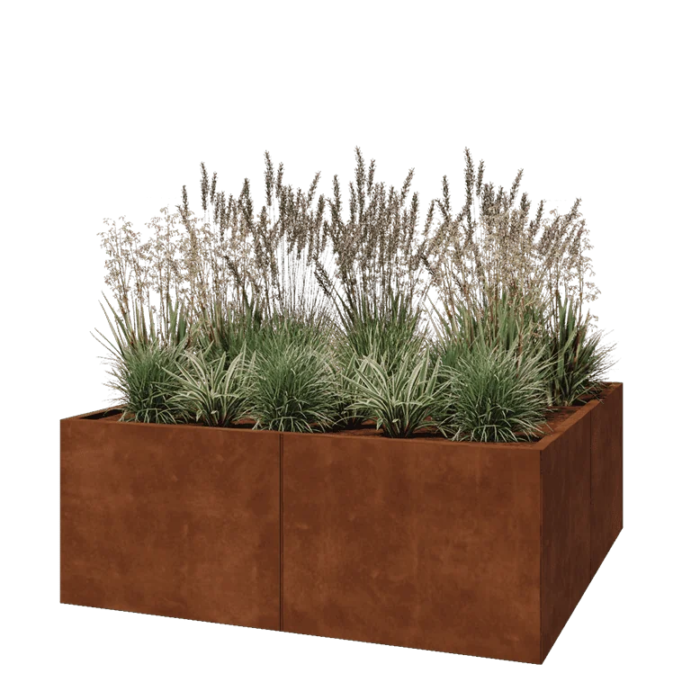 Ζαρντινιέρα XXL από χάλυβα Corten - Τετράγωνο - 160 x 160 x 60 cm - Χωρίς πλάκα βάσης