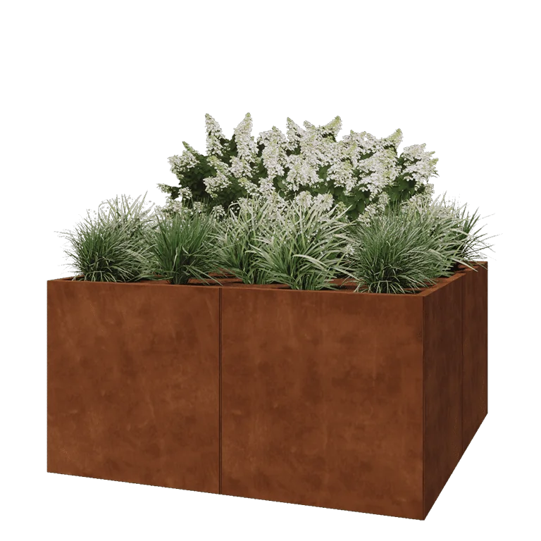 Ζαρντινιέρα XXL από χάλυβα Corten - Τετράγωνο - 160 x 160 x 80 cm - Χωρίς πλάκα βάσης