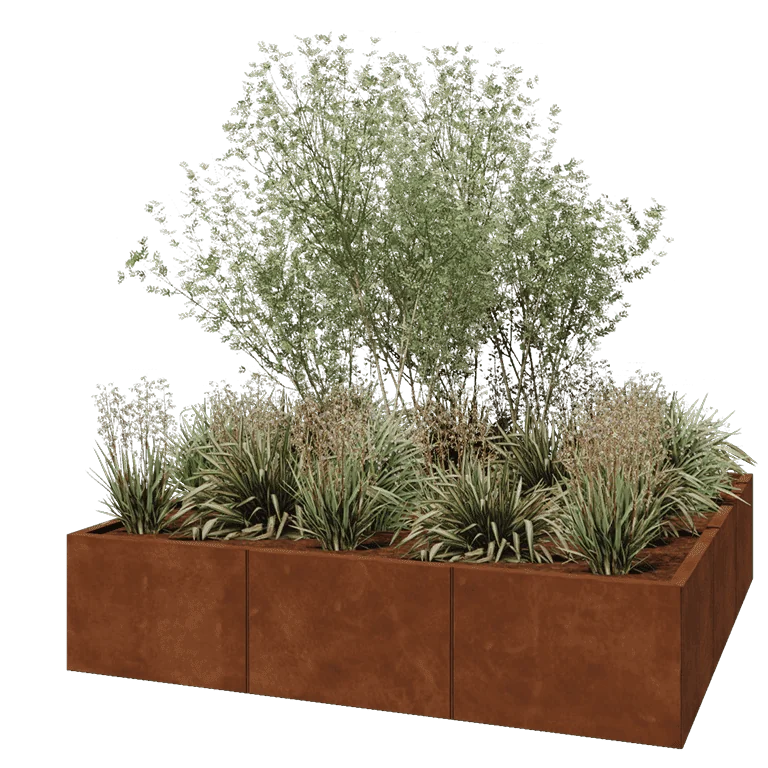 Ζαρντινιέρα XXL από χάλυβα Corten - Τετράγωνο - 180 x 180 x 40 cm - Χωρίς πλάκα βάσης