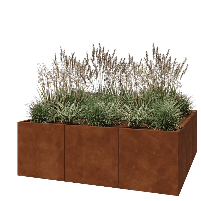 Ζαρντινιέρα XXL από χάλυβα Corten - Τετράγωνο - 180 x 180 x 60 cm - Χωρίς πλάκα βάσης