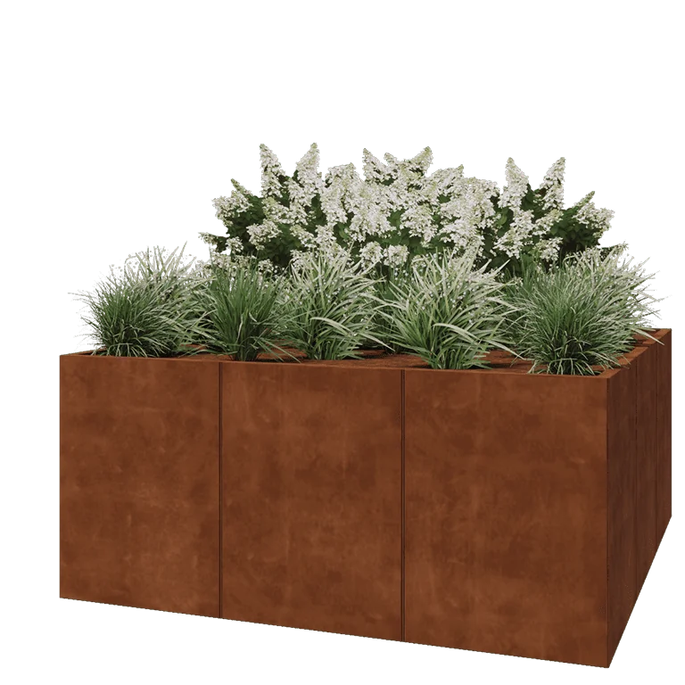 Ζαρντινιέρα XXL από χάλυβα Corten - Τετράγωνο - 180 x 180 x 80 cm - Χωρίς πλάκα βάσης