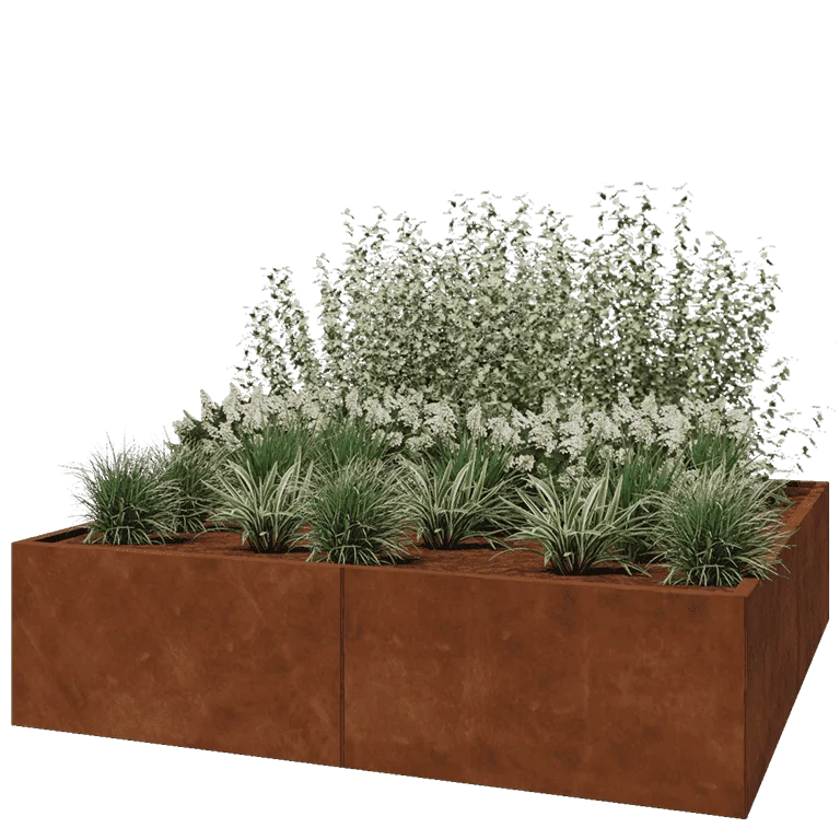 Ζαρντινιέρα XXL από χάλυβα Corten - Τετράγωνο - 200 x 200 x 50 cm - Χωρίς πλάκα βάσης