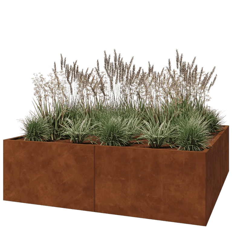Ζαρντινιέρα XXL από χάλυβα Corten - Τετράγωνο - 200 x 200 x 60 cm - Χωρίς πλάκα βάσης