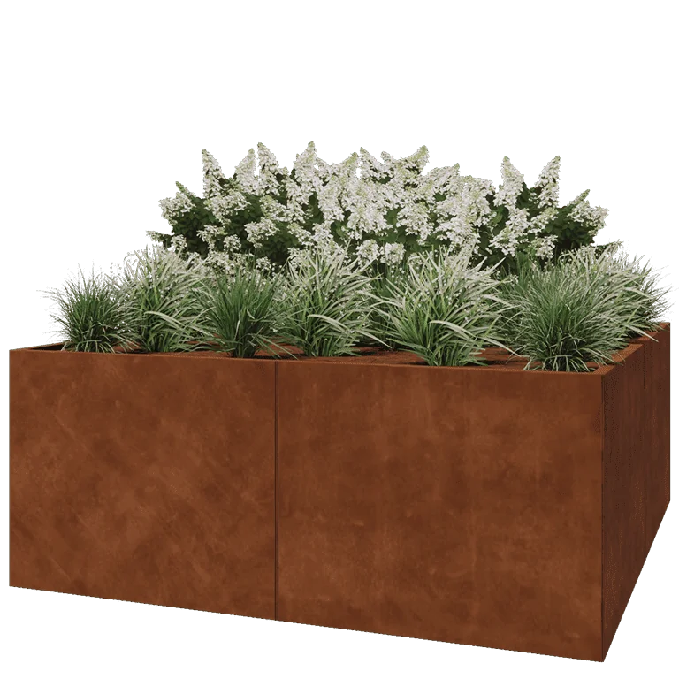 Ζαρντινιέρα XXL από χάλυβα Corten - Τετράγωνο - 200 x 200 x 80 cm - Χωρίς πλάκα βάσης