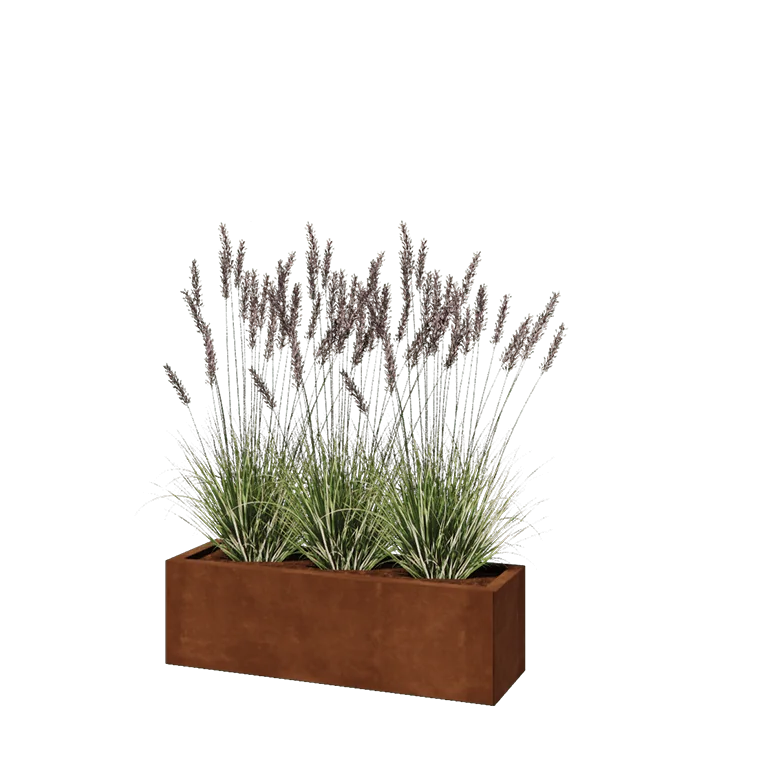 Ζαρντινιέρα από χάλυβα Corten - Ορθογώνιο - 100 x 30 x 30 cm - Χωρίς πλάκα βάσης
