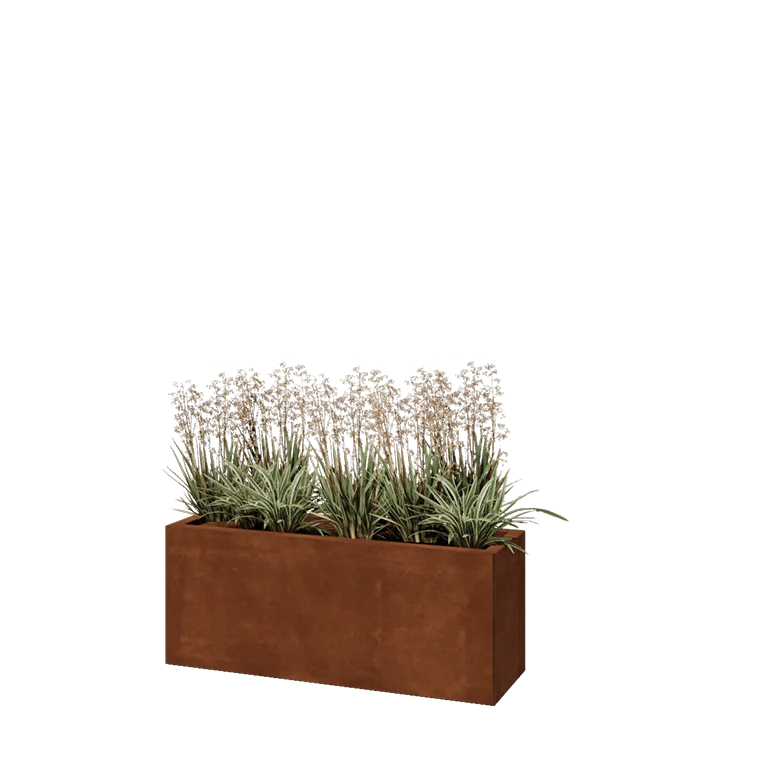 Ζαρντινιέρα από χάλυβα Corten - Ορθογώνιο - 100 x 30 x 40 cm - Χωρίς πλάκα βάσης