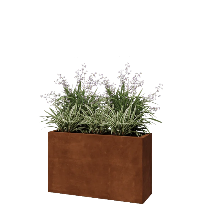 Ζαρντινιέρα από χάλυβα Corten - Ορθογώνιο - 100 x 30 x 60 cm - Χωρίς πλάκα βάσης