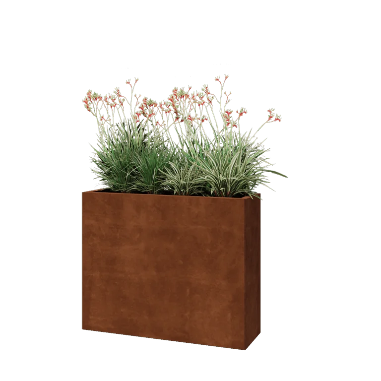 Ζαρντινιέρα από χάλυβα Corten - Ορθογώνιο - 100 x 30 x 80 cm - Χωρίς πλάκα βάσης