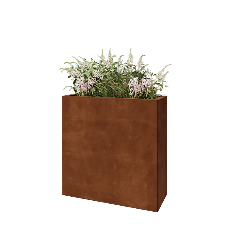 Ζαρντινιέρα από χάλυβα Corten - Ορθογώνιο - 80 x 30 x 80 cm - Χωρίς πλάκα βάσης