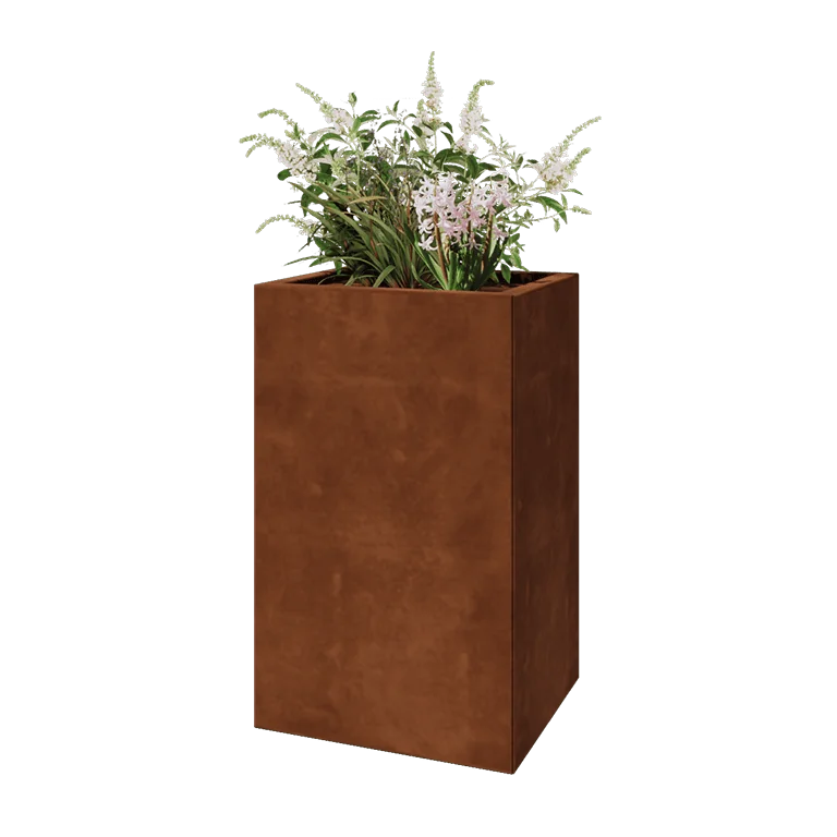 Ζαρντινιέρα από χάλυβα Corten - Ορθογώνιο - 50 x 40 x 80 cm - Χωρίς πλάκα βάσης