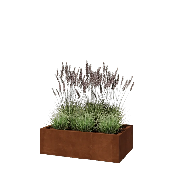 Ζαρντινιέρα από χάλυβα Corten - Ορθογώνιο - 100 x 60 x 30 cm - Χωρίς πλάκα βάσης