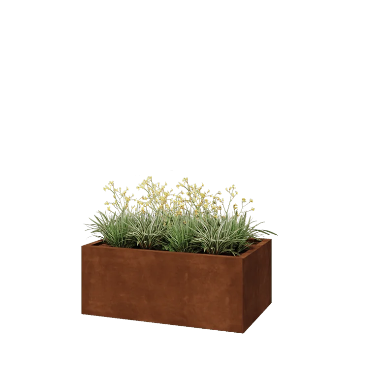 Ζαρντινιέρα από χάλυβα Corten - Ορθογώνιο - 100 x 60 x 40 cm - Χωρίς πλάκα βάσης