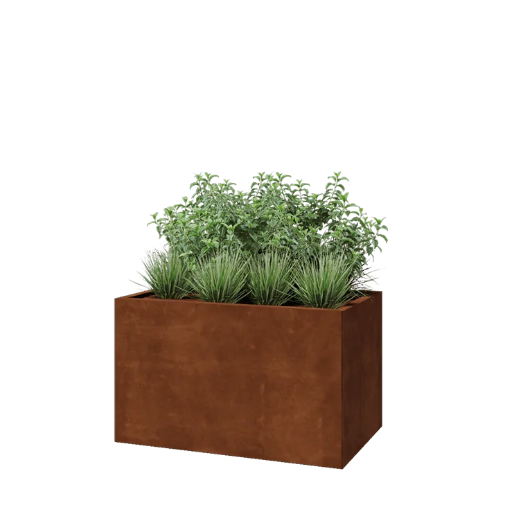 Ζαρντινιέρα από χάλυβα Corten - Ορθογώνιο - 100 x 60 x 60 cm - Χωρίς πλάκα βάσης