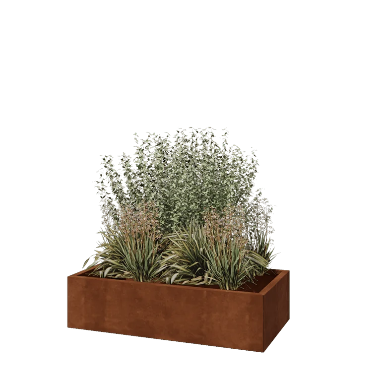 Ζαρντινιέρα από χάλυβα Corten - Ορθογώνιο - 120 x 60 x 30 cm - Χωρίς πλάκα βάσης
