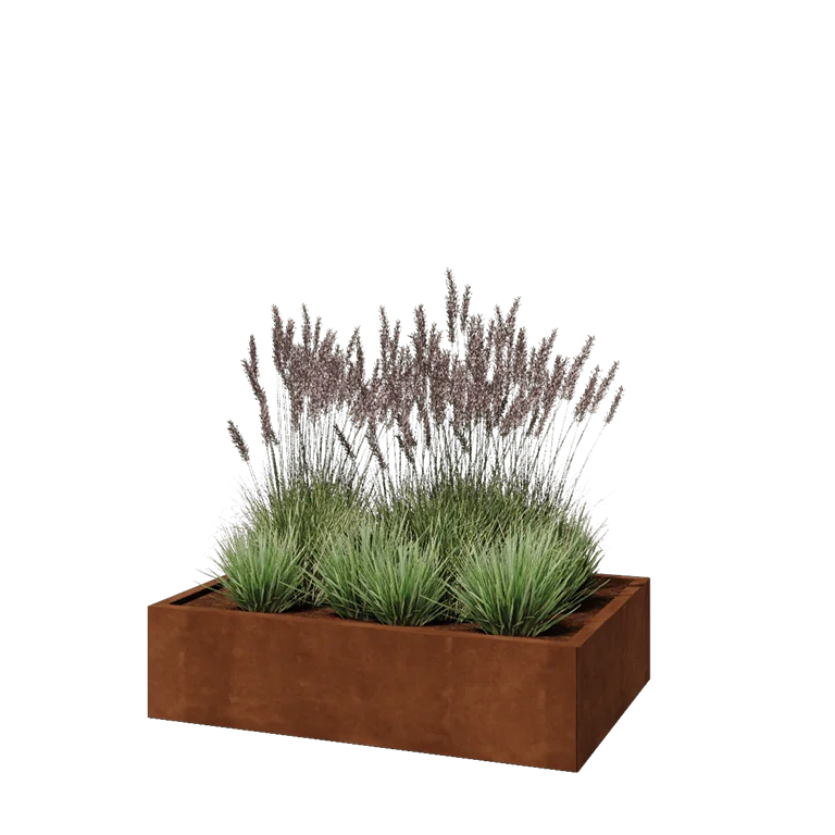 Ζαρντινιέρα από χάλυβα Corten - Ορθογώνιο - 120 x 80 x 30 cm - Χωρίς πλάκα βάσης