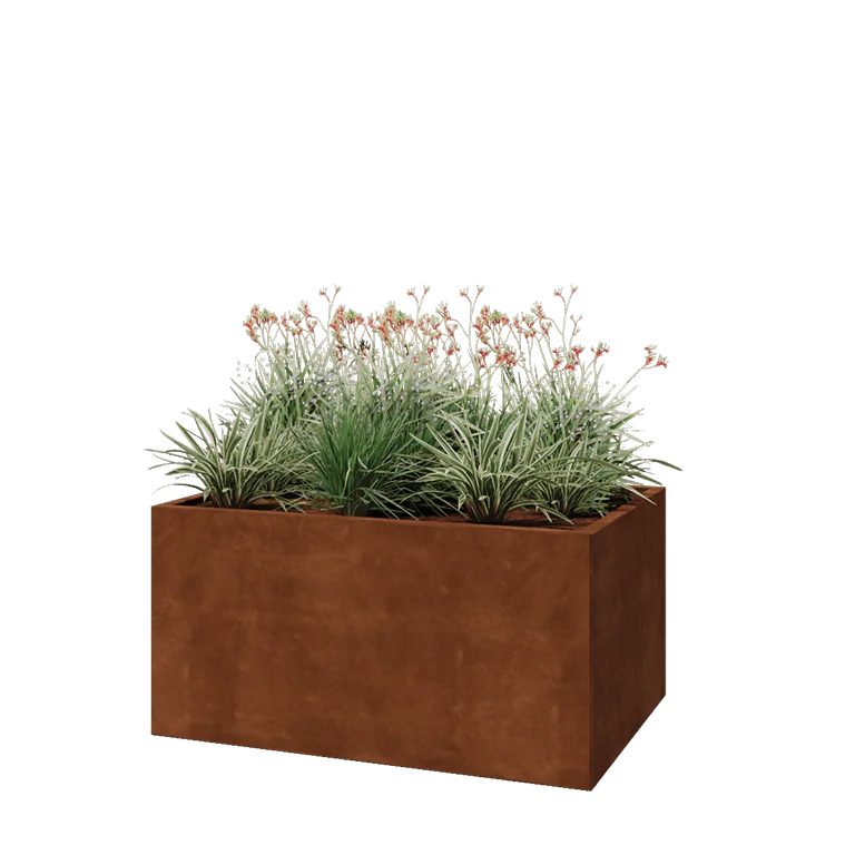 Ζαρντινιέρα από χάλυβα Corten - Ορθογώνιο - 120 x 80 x 60 cm - Χωρίς πλάκα βάσης