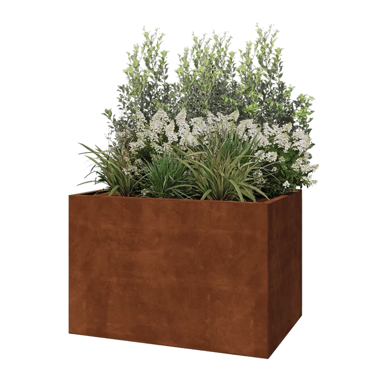 Ζαρντινιέρα από χάλυβα Corten - Ορθογώνιο - 120 x 80 x 80 cm - Χωρίς πλάκα βάσης
