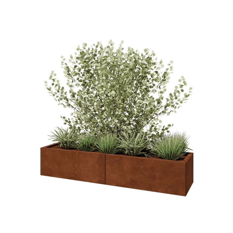 Ζαρντινιέρα XXL από χάλυβα Corten - Ορθογώνιο - 160 x 40 x 30 cm - Χωρίς πλάκα βάσης