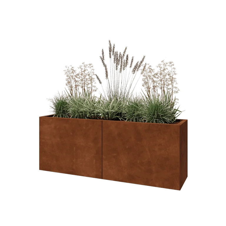 Ζαρντινιέρα XXL από χάλυβα Corten - Ορθογώνιο - 160 x 40 x 60 cm - Χωρίς πλάκα βάσης