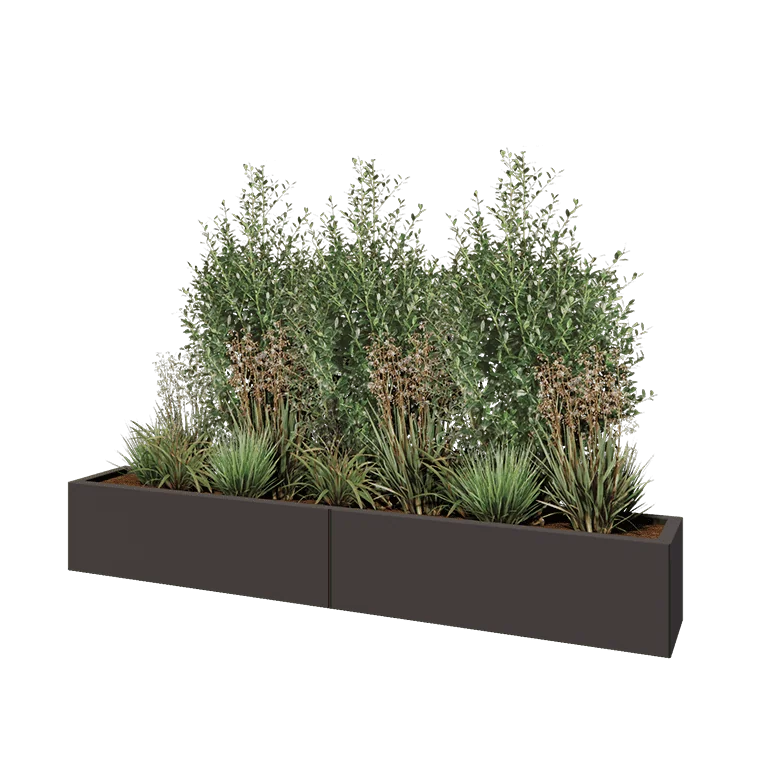 Ζαρντινιέρα XXL από χάλυβα - Ορθογώνιο - 200 x 30 x 30 cm - RAL7016 ματ (ανθρακί γκρι) - Χωρίς πλάκα βάσης
