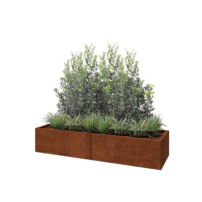 Ζαρντινιέρα XXL από χάλυβα Corten - Ορθογώνιο - 160 x 50 x 30 cm - Χωρίς πλάκα βάσης