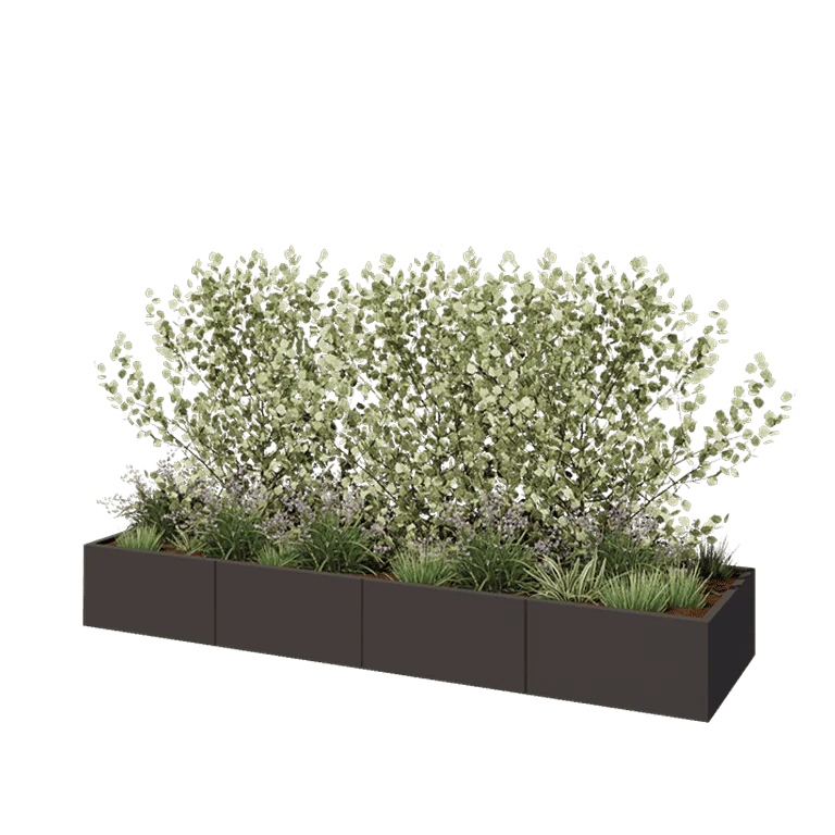 Ζαρντινιέρα XXL από χάλυβα - Ορθογώνιο - 320 x 80 x 40 cm - RAL7016 ματ (ανθρακί γκρι) - Με πλάκα βάσης