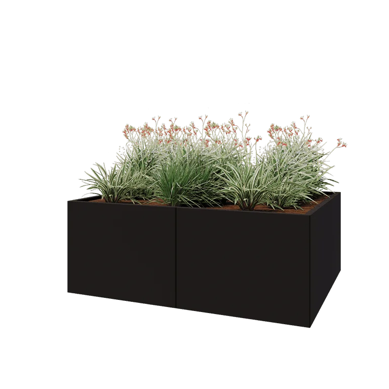 Ζαρντινιέρα XXL από χάλυβα - Ορθογώνιο - 160 x 120 x 60 cm - RAL9005 ματ (μαύρο) - Χωρίς πλάκα βάσης